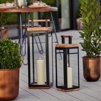 Ivyline Grace Tall Lantern H: 58 x W: 20 Cm - Acacia Wood And Black