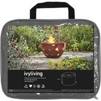 Ivyline Waterproof Round Fireplace Cover in Grey - Weatherproof, Frost Resistant, UV Stable - Lightweight Outdoor Firepit Protector - H45cm x W82cm