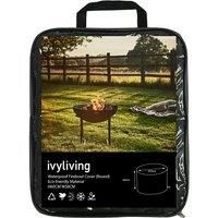 Ivyline Waterproof Round Fireplace Cover in Grey - Weatherproof, Frost Resistant, UV Stable - Lightweight Outdoor Firepit Protector - H60cm x W58cm