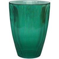 Ivyline Ribbed Tall Glass Vase in Emerald - Lightweight & Stylish Design - Tabletop Windowsill Decorative Indoor Flower Pot - H24.5 x W18 cm