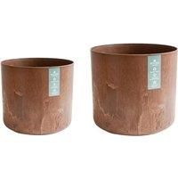 Ivyline Planter Set, Oak Wood, Medium D16cmLarge D19cm