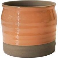 Ivyline Puro Lipped Gloss Ripple Planter in Peach - Premium Stoneware - Textured Ceramic Indoor Pot for Houseplants - H19cm x D21cm