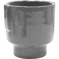 Ivyline Aries Glazed Handle Planter in Charcoal - Premium Quality - Lightweight and Waterproof - Indoor Houseplant Pot - H20cm x D19cm