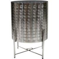 Ivyline Zendaya Silver Embossed Metal Planter With Stand H25cm D25cm