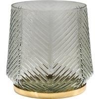 Ivyline Elm Embossed Candle Holder Clear Grey H20cm