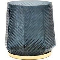 Ivyline Elm Embossed Candle Holder Soft Blue H20cm