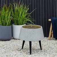 Ivyline Solis Water Feature on Stand w/ Lights - Brass