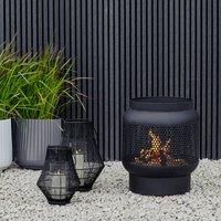 Ivyline Buttermere Tall Basket Fire Pit in Black - Frost Resistant & UV Stable - Metal Outdoor Wood Burner - H51 x W45.5 cm