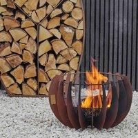 Ivyline Outdoor Round Solis Steel Fire Bowl in Rust - UV Stable, Contemporary, Garden Firepit - H30 x W50cm