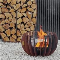 Ivyline Outdoor Round Solis Steel Fire Bowl in Rust - UV Stable, Contemporary, Garden Firepit - H30 x W50cm