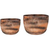 Ivyline Hampton Copper Planters - Frost & Rust Resistant - Outdoor Lightweight Flower Pot Set - Largest H35 x W54 cm - Pack of 2