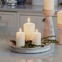 Ivyline Padstow White Wash Wooden Candle Tray – Decorative Dinner Table Candle Stand – Home Décor