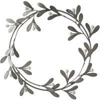 Ivyline Galvanised Mistletoe Wreath – Hand Finished & Reusable Decoration– Christmas Wall Door Hanging Décor – W31cm