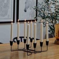 Ivyline Black Circular 8 Pc Candle Holder H12cm W34cm