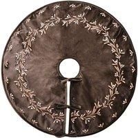 Ivyline Velvet Mistletoe Tree Skirt in Mocha – Lightweight & Rust Resistant Home Accessory – Christmas Tree Stand Cover – D80cm