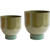 Ivyline Austin Dual Green Metal Planters Set Of 2