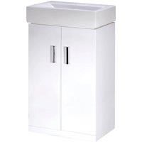 Nuie Checkers White Floor Standing Vanity Unit Basin 450mm Wide 1 Tap Hole