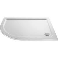 Nuie 900x760mm LH NTP101 | Modern Bathroom Left Hand Offset Quadrant Slimline Pearlstone Shower Tray, 760mm x 900mm, Gloss White, 900mm x 760mm
