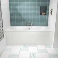Bathroom Double Ended 1800x800mm Straight Round Bath Tub Acrylic White Modern