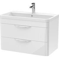 Nuie Parade Wall Hung 2-Drawer Vanity Unit with Basin 800mm Wide - 1 Tap Hole