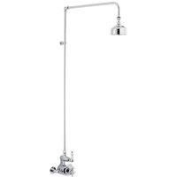 Nuie CP148 Edwardian £ Traditional Bathroom Twin Exposed Thermostatic Shower Valve and Rigid Riser Kit, 140mm x 150mm, Chrome, Silver