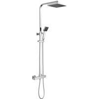 Nuie JTY386 Modern Bathroom Square Thermostatic Bar Shower with Kit and Handset, 1200mm x 200mm, Chrome/Black, Set of 4 Pieces