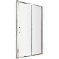 Nuie AQSL15 Pacific £ Modern Bathroom 6mm Safety Glass Single Sliding Door Shower Enclosure, 1500mm, Polished Chrome, Clear