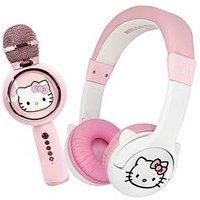 OTL Technologies HK1374 Hello Kitty Wired Headphones with 3D Moulded Ears - Pink and White