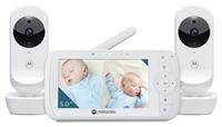 Motorola VM35-2 / Ease 35 Twin Baby Monitor with 2 Cameras 5.0 Inch Video Baby Monitor Display Split Screen Display Night Vision TwoWay Communication Lullabies Zoom Room Temperature, White