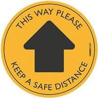 Medichief MFGY3 THIS WAY PLEASE Self Adhesive Arrow Floor Stickers | Pack Of 5 Hazard Warning Stickers For Social Distancing Yellow