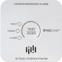 Carbon Monoxide Alarm with Wireless Interlink - 10 Year Sealed Battery Alarm - Link with Firechief Heat & Smoke Alarms for Home - For Rooms with Fuel Burning Appliance - Firechief FCB10W Model