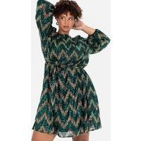 Lovedrobe Women's Zig-Zag Sequin Belted Mini Dress in Green | Size: 12