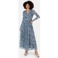 Anaya with Love Women/'s Midaxi Dress Ladies V-Neck Wrap Long Sleeves Floral Sequin Embellished for Wedding Guest Party Occasion Evening Blue 6