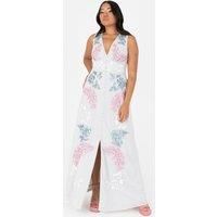 Maya Deluxe Women's Embellished Sleeveless Maxi Dress in Grey | Size: 16