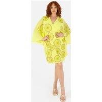 Maya Deluxe Women/'s Ladies Midi Dress Cape Sleeve Plunge V-Neck Knee-Length Floral Embellished A-line for Wedding Guest Occasion Lime Green 12