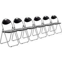 Folding Chairs Padded Faux Leather Studying Dining Office Event Chair Black x6