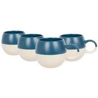 4x Navy 340ml Dipped Stoneware Sphere Mugs Ceramic Glaze Coffee Tea Cups Set
