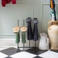 1x Black 4 Pair Steel Welly Boot Rack - Indoor Outdoor Wellie Wellington Boots Shoe Storage Organiser Holder Stand - By Hammer & Tongs