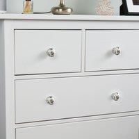 Nicola Spring Ceramic Cupboard Drawer Handle Knob - Floral Design - Black/White Flower