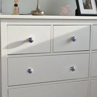 Round Ceramic Cabinet Knob Vintage Cupboard Door Drawer Handles Navy Lines