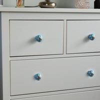 Round Ceramic Cabinet Knob Vintage Cupboard Door Drawer Handles Light Blue Spot