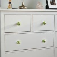 Round Ceramic Cabinet Knob Vintage Cupboard Door Drawer Handles Green Spot