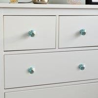 Round Ceramic Cabinet Knob Vintage Cupboard Door Drawer Handles Turquoise Spot