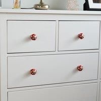 Nicola Spring Ceramic Cupboard Drawer Handle Knob - Polka Dot Design - Red/White