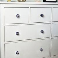 Round Ceramic Cabinet Knob Cupboard Door Drawer Handles Navy & Blue Spot