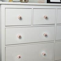 Ceramic Door Knob Cabinet Drawer Handle, Polka Dot, White/Red - x1