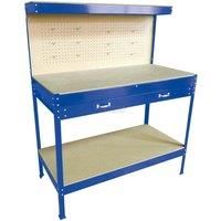 Garage Steel Storage Tool Workbench Workshop DIY Table W/ Pegboard Drawers Blue