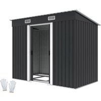 BIRCHTREE New Garden Shed Metal Pent Roof Outdoor Storage With Free Foundation