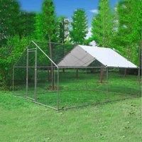 FoxHunter Chicken Run Cage Walk In Coop Poultry Hen Rabbit Kennel Hutch Metal