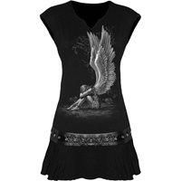 SPIRAL DIRECT Women's Stud Waist Mini Dress Top, Goth, Rock, Biker, Angel, Wolf